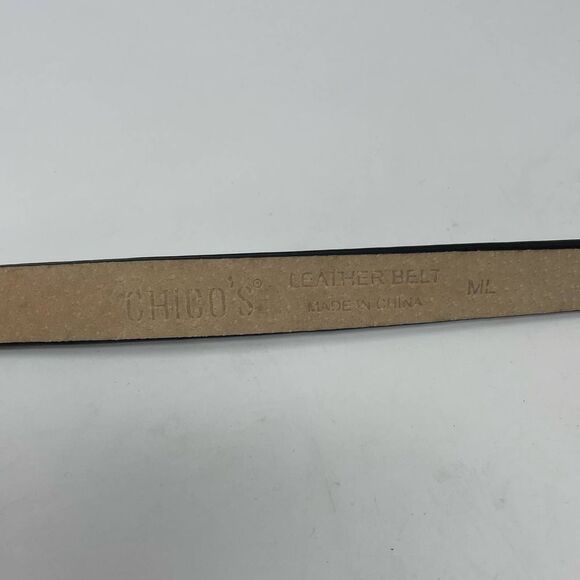 Chico's Thin Leather Belt with whimsigoth whimsifairy Art Deco Buckle L #hg1 - Picture 4 of 8